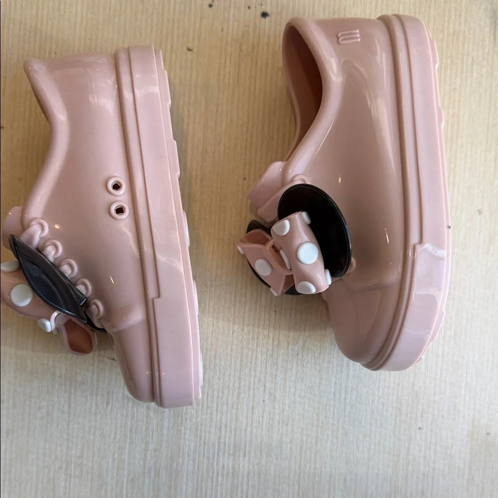 Mini Melissa Pink and Black Kids Dress Shoes with Bow
